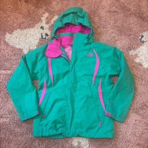The North Face SKI Jacket Girls L 14/16 Pink Teal HyVent Hooded Coat Winter - Picture 1 of 7