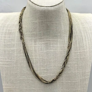 Kenneth Cole Necklace Womens Twisted Gold Tone Gunmetal Minimalist Chains 18" - Picture 1 of 9