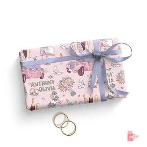 Wedding Personalized Gift Wrap w/ Name Bridal Shower Large Gift Wrapping Paper - Picture 1 of 4