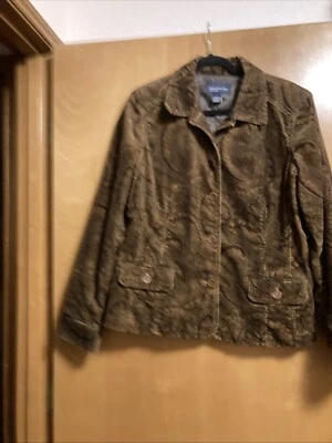 JONES New York Signature Size L Corduroy Jacket Blazer Signature  Brown Paisley - Image 1 of 4
