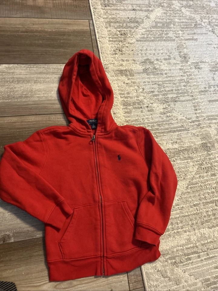 POLO RALPH LAUREN Niño Pequeño Niños Talla 6 Rojo Azul Cremallera Completa Sudadera con Capucha Azul Marino Poni Niño Foto 1 de 4