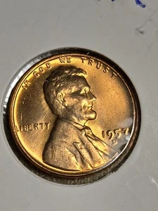 1957 penny error Part Of The T Is Missing. - Picture 1 of 3