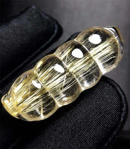 8.3g Top Natural Clear Gold Rutilated Hair Crystal Quartz Pendant Reiki Healing - Picture 1 of 6