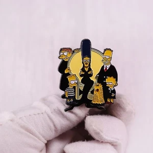The Simpsons The Addams Family Wednesday Crossover 1.6" Enamel Metal Pin Badge - Picture 1 of 6