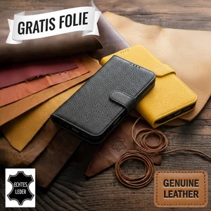 Echt Leder Hülle iPhone 16 15 14 13 12 Pro Max Plus Handytasche Case Etui - Bild 1 von 15