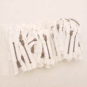 Mini White Bronze Craft Sewing Supplies 60 pieces Zippers - Picture 1 of 10