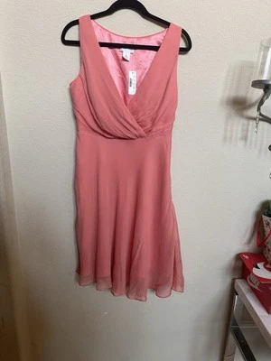 Vestido J Crew 100 % seda para mujer 4p melocotón coral envolvente corpiño dobladillo asimétrico Foto 1 de 4