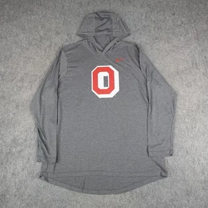 Ohio State Buckeyes Shirt Mens Gray Nike Dri Fit Long Sleeve T Hoodie Football - Picture 1 of 10