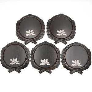5 Pezzi Di Cartelli Intagliati Scuri AF 19 CM + 5 X Foglie Di Quercia A 6 Petali - Foto 1 di 7