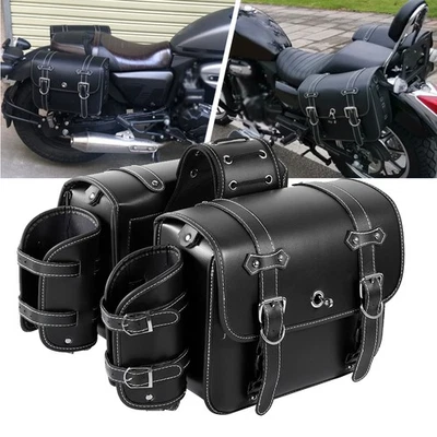 Motorcycle Saddlebags Side With Cup Holder For Harley Softail Fatboy FLST - Image 1 of 4