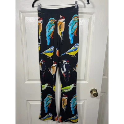Stella Mccartney Womens Bird Crest Stretch Flared Trousers Pants Artsy Boho Fun - Image 1 of 4