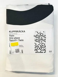 Ikea KLIPPBRACKA Twin Duvet cover and pillowcase, white/black - NEW - Picture 1 of 2