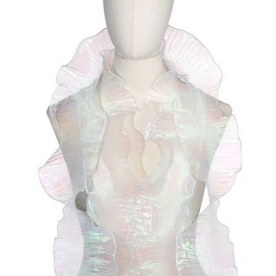 10 Yards Ruffle Lace Trims Organza Fabric Trim Tulle Decorative Fantasy White - Image 1 of 4