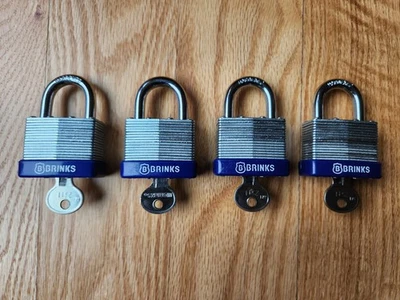 4-PACK Brinks Keyed Alike Padlocks Steel, Blue Trim - Image 1 of 4