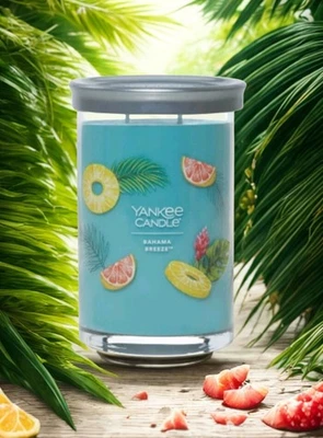 Yankee Candle Large 20oz Tumbler 2-Wick Blue Bahama Breeze Brand New - Image 1 of 3