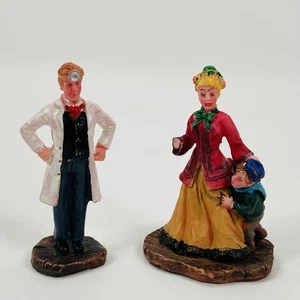 LEMAX FIGURES Original Figurine Doctor Lady w/ Young Lad 2.5” Lady Missing Hand - Picture 1 of 9