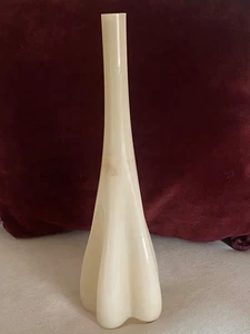 Artist Signed Tall Cream Colored Glass Swung Vase 14.25" Tall - Picture 1 of 4