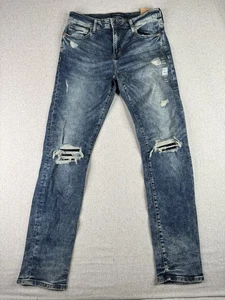 Aeropostale Jeans Herren 34x34 Blau Aero Skinny Ripped Knie Distressed Y2K Light - Bild 1 von 13
