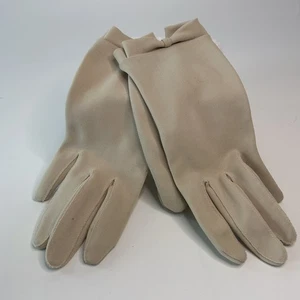 Vintage Damengröße M beige Baumwolle formelle kurze Handschuhe Schleife Akzent 7,5 Zoll - Bild 1 von 8