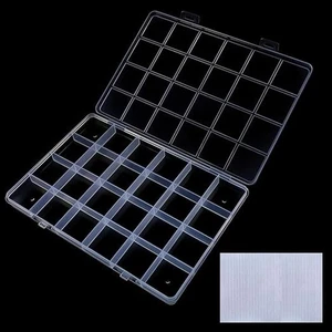 24-Grid Clear Plastic Jewelry Storage Box – Fixed Compartment Organizer for Bea - Picture 1 of 7