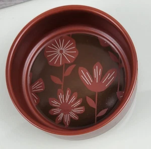 Whisker City Ceramic 5" Cat Bowl Burnt Orange Floral & Dots 13 fl oz Non Slip - Picture 1 of 7