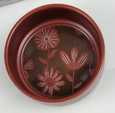 Whisker City Ceramic 5" Cat Bowl Burnt Orange Floral & Dots 13 fl oz Non Slip - Image 1 of 4
