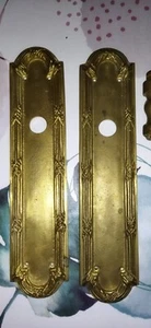 paire poignées porte Plaques Proprete en bronze dore style Empire? carré de 6 mm - Photo 1/13