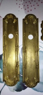 paire poignées porte Plaques Proprete en bronze dore style Empire? carré de 6 mm - Photo 1/4