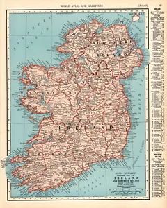 1942 Vintage IRELAND Map Antique Atlas Map of Ireland Gallery Wall Decor 2169 - Picture 1 of 4