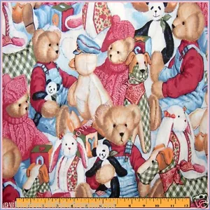 BABY NURSERY BEARS TOYS RABBIT DUCK ANIMALS FABRIC 1/2 YARD (18" X 44") - Picture 1 of 1