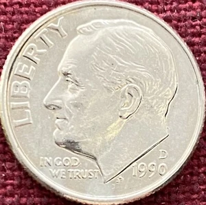 1990-D AU Roosevelt Almost Uncirculated Dime - Picture 1 of 2
