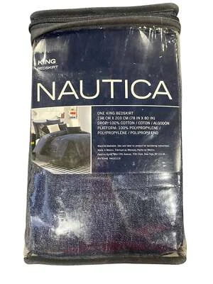 Nautica, Navy, Denim, Tailored, King, Bedskirt, 15in, 100% cotton - Image 1 of 3