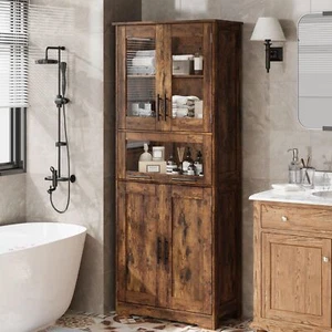 67" Tall Bathroom Storage Cabinet with Door & Adjustable Shelves for Bathroom - Picture 1 of 9