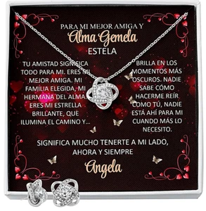 Regalo Para Mejor Amiga Juego Collar Aretes Detalle 14K Oro Cumpleaños Navidad - Imagen 1 de 15