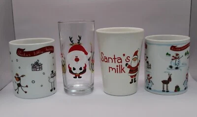 Thème de Noël 2 Tasses / Tasses, Du Père Lait Verre & Jus Verre, Enfants Lot 4 - Photo 1/4