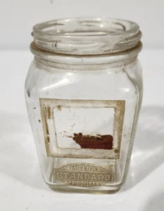 Vintage STANDARD Motor Products Gas Service Station Embossed Glass Jar No Lid - Picture 1 of 6