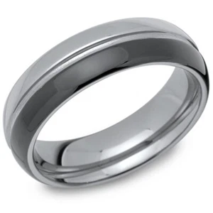 Nuevo Anillo de Carburo de Tungsteno IP Negro 6mm 2 Tonos Talla X - Imagen 1 de 1