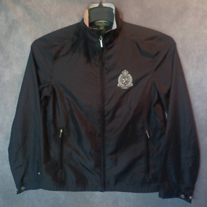 Ralph Lauren Active Womens Windbreaker Jacket Black Pockets Zip LRL Monogram M