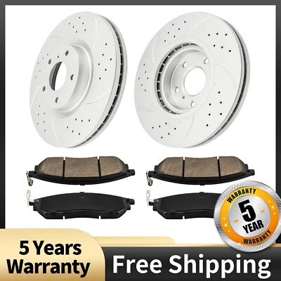 Front Drilled Disc Rotors Brake Pads For Infiniti EX35 G25 M35h Q40 Nissan 350Z - Image 1 of 4