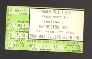 SHAWN PHILLIPS CONCERT TICKET STUB ORCHESTRA HALL MINNEAPOLIS MINNESOTA 5/2/76 - Picture 1 of 2