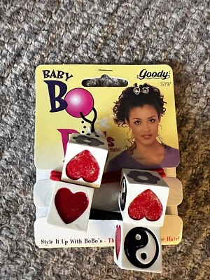 Soportes de cola de caballo Goody Bobo's Jumbo 1997 corazones cuadrados paz yin yang Foto 1 de 2