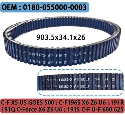 Original Bando 903.5x34.1x26 0180-055000-0003 Drive Belt for CFMoto 400 500 600 - Image 1 of 4