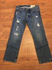 Hollister Distressed Ripped Blue Denim Men's Jeans Sz 32 x 30
