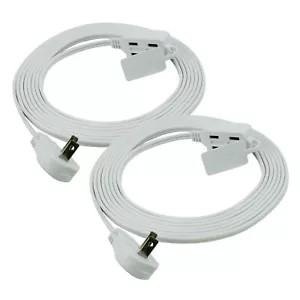 CP (2-Pack) 13 ft 16/2 SPT-2, 3-Outlet Flat Plug Extension Cord White, CP10043X2 - Picture 1 of 8