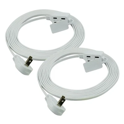 CP (2-Pack) 13 ft 16/2 SPT-2, 3-Outlet Flat Plug Extension Cord White, CP10043X2 - Image 1 of 4