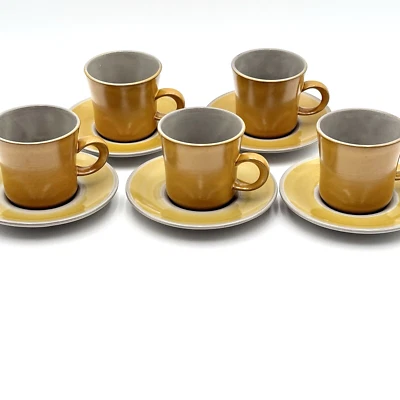 Franciscan EL DORADO Harvest Gold Gray Coffee Cup & Saucer Earthenware SET/5 USA - Image 1 of 4