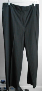women's Evan Picone Black Pants lined light blue pin stripe, flat front Size 18 - Picture 1 of 3