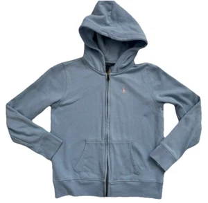 Polo Ralph Lauren Kids Girls Blue Pony Full Zip Hoodie Fleece Jacket L 12-14 - Picture 1 of 6