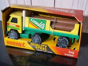 Vintage Buddy L Log Trailer Lil Lumber Semi Truck Pressed Steel Tractor Trailer - Picture 1 of 8