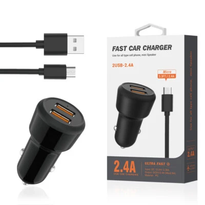 Reiko Micro Portable Car Charger With Built In Cable In Black - Image 1 of 4